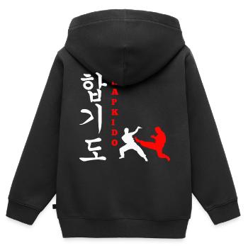 Hapkido-Kampfkunst-Geschenk - Kinder Premium Organic Zip Hoodie - Schwarz - Hinten - AI Model Kid Male (0cm)