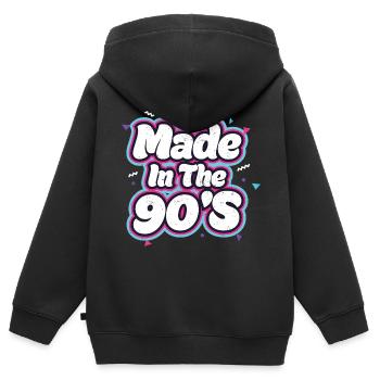 années quatre-vingt-dix - Sweat Premium à capuche zippé enfant bio - noir - Dos - AI Model Kid Male (0cm)