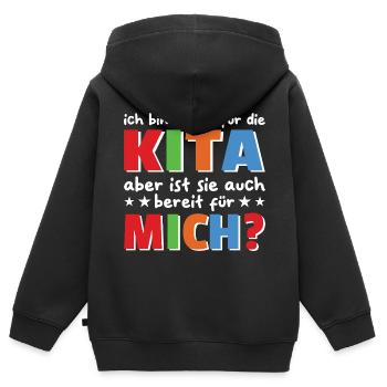 Je suis prêt pour la crèche - Sweat Premium à capuche zippé enfant bio - noir - Dos - AI Model Kid Male (0cm)