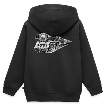 Dampflokomotive - Kinder Premium Organic Zip Hoodie - Schwarz - Hinten - AI Model Kid Male (0cm)
