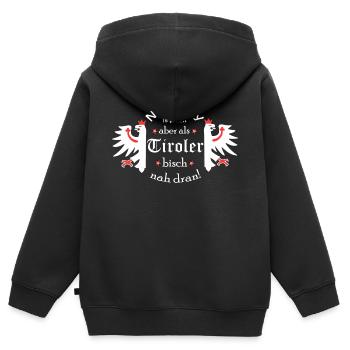 Tirol - Kinder Premium Organic Zip Hoodie - Schwarz - Hinten - AI Model Kid Male (0cm)