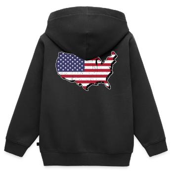 America Karte mit Flagge - Kinder Premium Organic Zip Hoodie - Schwarz - Hinten - AI Model Kid Male (0cm)