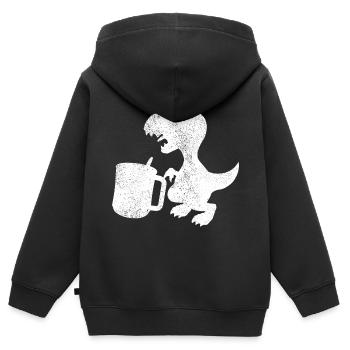Tea Rex Tea Drinker Dinosaur - Kids Premium Organic Zip-up Hoodie - black - Back - AI Model Kid Male (0cm)
