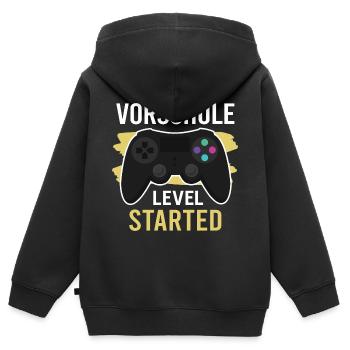 Vorschule Level Started - Kinder Premium Organic Zip Hoodie - Schwarz - Hinten - AI Model Kid Male (0cm)