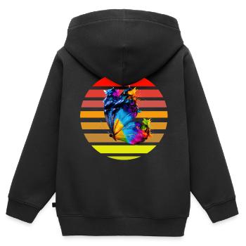 Schmetterling mit Farbklecksen - Kinder Premium Organic Zip Hoodie - Schwarz - Hinten - AI Model Kid Male (0cm)