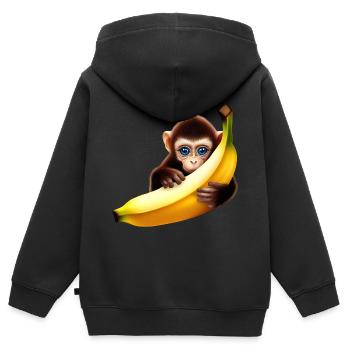 Monkey hide-and-seek banana - Kids Premium Organic Zip-up Hoodie - black - Back - AI Model Kid Male (0cm)
