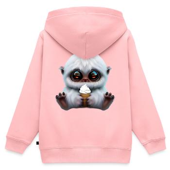 Yeti mit Softeis - Kinder Premium Organic Zip Hoodie - Rosa - Hinten - AI Model Kid Female (0cm)