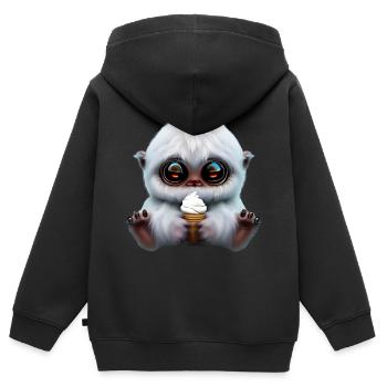 Yeti mit Softeis - Kinder Premium Organic Zip Hoodie - Schwarz - Hinten - AI Model Kid Male (0cm)