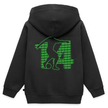 Fußball soccer sport Fußballer Fußballplatz NR.14 - Kinder Premium Organic Zip Hoodie - Schwarz - Hinten - AI Model Kid Male (0cm)