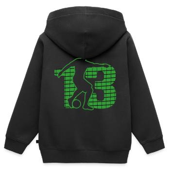 Sport de football Terrain de football Terrain de football NO.13 - Sweat Premium à capuche zippé enfant bio - noir - Dos - AI Model Kid Male (0cm)