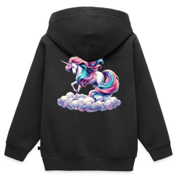Mythisches Einhorn - Kinder Premium Organic Zip Hoodie - Schwarz - Hinten - AI Model Kid Male (0cm)