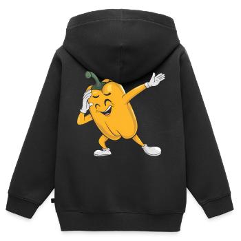 Paprika Geschenk - Kinder Premium Organic Zip Hoodie - Schwarz - Hinten - AI Model Kid Male (0cm)