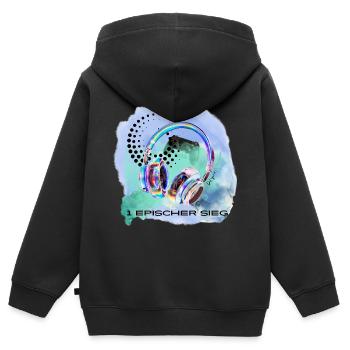 1 epischer Sieg , Gamer Computer Kids - Kinder Premium Organic Zip Hoodie - Schwarz - Hinten - AI Model Kid Male (0cm)