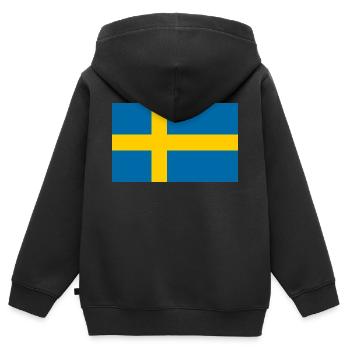 Drapeau de la Suède 🇸🇪 - Sweat Premium à capuche zippé enfant bio - noir - Dos - AI Model Kid Male (0cm)