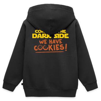 VENEZ DU CÔTÉ OBSCUR NOUS AVONS DES COOKIES - Sweat Premium à capuche zippé enfant bio - noir - Dos - AI Model Kid Male (0cm)