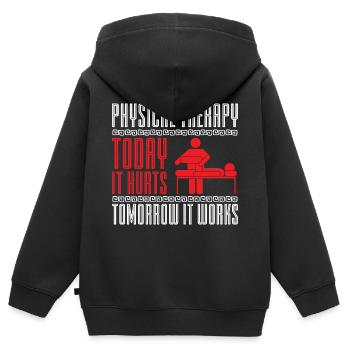 Physio Saying Physiotherapy - Kids Premium Organic Zip-up Hoodie - black - Back - AI Model Kid Male (0cm)