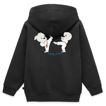 Happy Louis - KARATE DUO - Kids Premium Organic Zip-up Hoodie - black - Back - AI Model Kid Male (0cm)