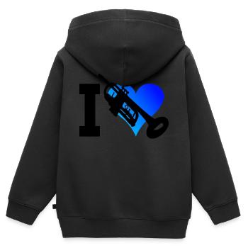 Trompetenspielen Damen Trompeten Spieler - Kinder Premium Organic Zip Hoodie - Schwarz - Hinten - AI Model Kid Male (0cm)