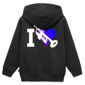Trompetenspieler Damen Trompeten Spieler - Kinder Premium Organic Zip Hoodie - Schwarz - Hinten - AI Model Kid Male (0cm)