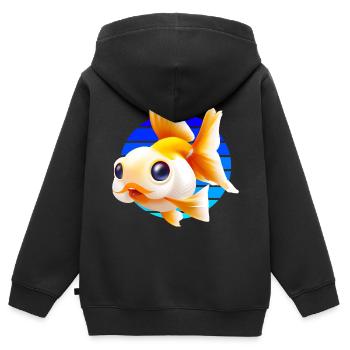 Goldfisch - Kinder Premium Organic Zip Hoodie - Schwarz - Hinten - AI Model Kid Male (0cm)