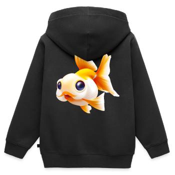 Goldfisch - Kinder Premium Organic Zip Hoodie - Schwarz - Hinten - AI Model Kid Male (0cm)