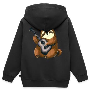 Musikalisches Faultier - Kinder Premium Organic Zip Hoodie - Schwarz - Hinten - AI Model Kid Male (0cm)