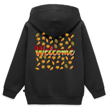 Automne - Sweat Premium à capuche zippé enfant bio - noir - Dos - AI Model Kid Male (0cm)