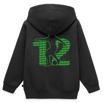 Fußball soccer sport Fußballer Fußballplatz NR.12 - Kinder Premium Organic Zip Hoodie - Schwarz - Hinten - AI Model Kid Male (0cm)