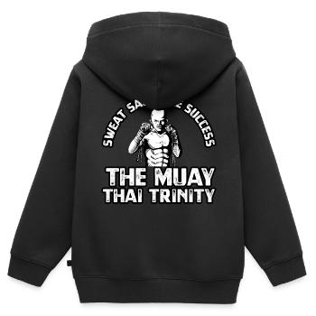 Sweat Sacrifice Succès La trinité Muay Thai - Sweat Premium à capuche zippé enfant bio - noir - Dos - AI Model Kid Male (0cm)