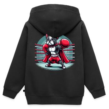 Boxe canine - Sweat Premium à capuche zippé enfant bio - noir - Dos - AI Model Kid Male (0cm)