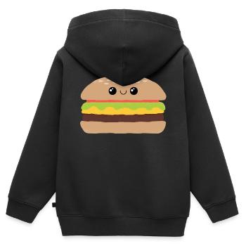 Burger - Sweat Premium à capuche zippé enfant bio - noir - Dos - AI Model Kid Male (0cm)