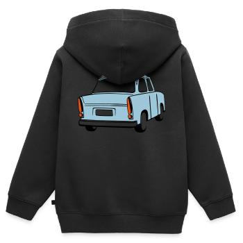 Trabi  bleu ciel - Sweat Premium à capuche zippé enfant bio - noir - Dos - AI Model Kid Male (0cm)