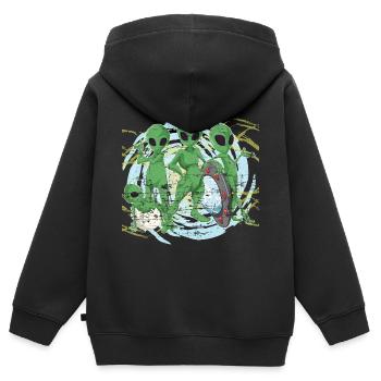 Alien - Kinder Premium Organic Zip Hoodie - Schwarz - Hinten - AI Model Kid Male (0cm)