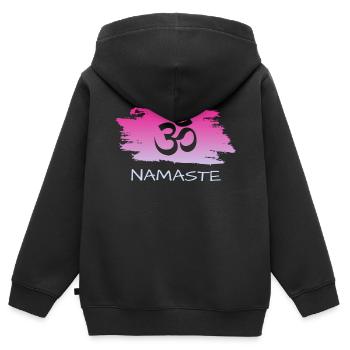 Namaste - Kinder Premium Organic Zip Hoodie - Schwarz - Hinten - AI Model Kid Male (0cm)