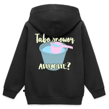 Tabo Shower Quelqu’un? - Sweat Premium à capuche zippé enfant bio - noir - Dos - AI Model Kid Male (0cm)