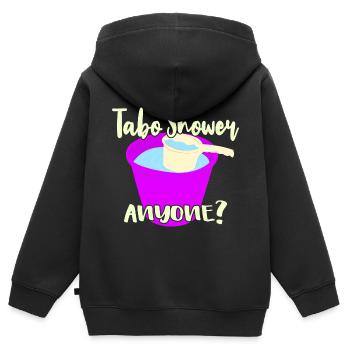 Tabo Shower Quelqu’un? - Sweat Premium à capuche zippé enfant bio - noir - Dos - AI Model Kid Male (0cm)