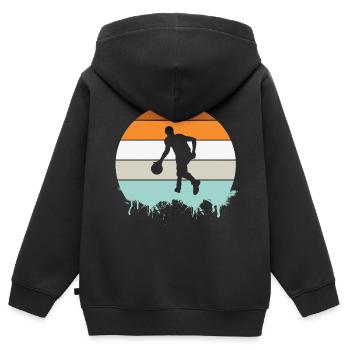 Joueurs de basket-ball - Sweat Premium à capuche zippé enfant bio - noir - Dos - AI Model Kid Male (0cm)