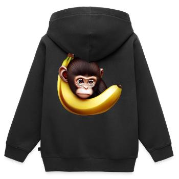 Monkey hide-and-seek banana - Kids Premium Organic Zip-up Hoodie - black - Back - AI Model Kid Male (0cm)