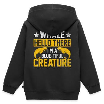Whale hello there I'm a blue-tiful Creature - Kids Premium Organic Zip-up Hoodie - black - Back - AI Model Kid Male (0cm)