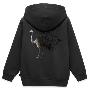 Strauß - Kinder Premium Organic Zip Hoodie - Schwarz - Hinten - AI Model Kid Male (0cm)