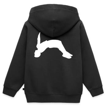 Backflip blanc - Sweat Premium à capuche zippé enfant bio - noir - Dos - AI Model Kid Male (0cm)