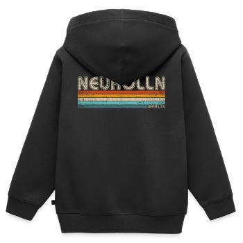 Neukölln Berlin Hauptstadt Bezirk Kiez Retro 80er - Kinder Premium Organic Zip Hoodie - Schwarz - Hinten - AI Model Kid Male (0cm)