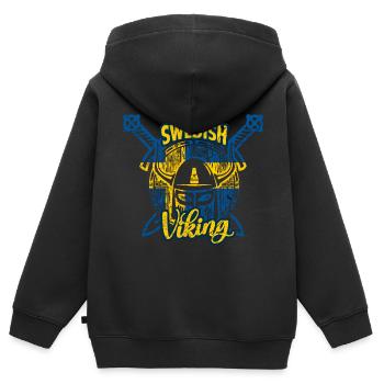 Schwedischer Wikinger - Kinder Premium Organic Zip Hoodie - Schwarz - Hinten - AI Model Kid Male (0cm)