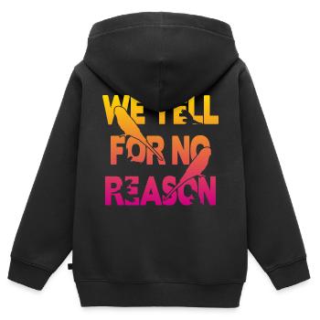 Nous crions sans raison - Perruche - Sweat Premium à capuche zippé enfant bio - noir - Dos - AI Model Kid Male (0cm)