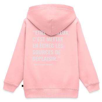 Être heureux c'est mettre en échec les sources... - Sweat Premium à capuche zippé enfant bio - rose - Dos - AI Model Kid Female (0cm)