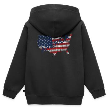 United States of America - Kinder Premium Organic Zip Hoodie - Schwarz - Hinten - AI Model Kid Male (0cm)
