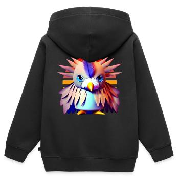 Oiseau polygonal - Sweat Premium à capuche zippé enfant bio - noir - Dos - AI Model Kid Male (0cm)