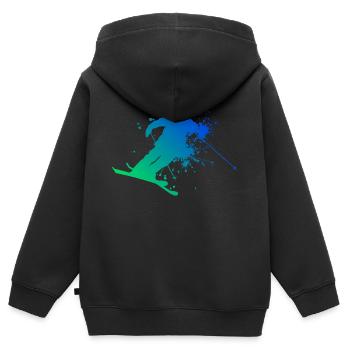 Herren Ski Jumping Slopestyle Freestyle Ski - Kinder Premium Organic Zip Hoodie - Schwarz - Hinten - AI Model Kid Male (0cm)