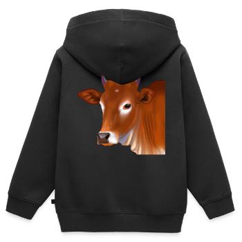 Brune Suisse - Sweat Premium à capuche zippé enfant bio - noir - Dos - AI Model Kid Male (0cm)