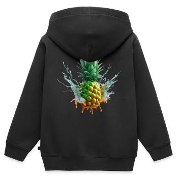 Farbenfrohe Ananas - Kinder Premium Organic Zip Hoodie - Schwarz - Hinten - AI Model Kid Male (0cm)